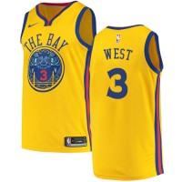 Nike Golden State Warriors #3 David West Gold NBA Swingman City Edition Jersey