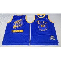 Golden State Warriors #42 Nate Thurmond Blue Throwback The City Stitched NBA Jersey