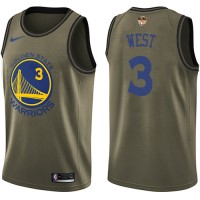 Nike Golden State Warriors #3 David West Green Salute to Service The Finals Patch NBA Swingman Jersey