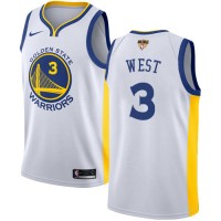 Nike Golden State Warriors #3 David West White The Finals Patch NBA Swingman Association Edition Jersey