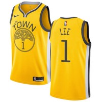 Nike Golden State Warriors #1 Damion Lee Gold NBA Swingman Earned Edition Jersey