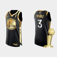 Golden State Golden State Warriors #3 ordan Poole Men's Nike Golden Black 2021-22 NBA Finals Champions Authentic Jersey