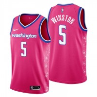 Nike Washington Wizards #5 Cassius Winston Men's 2022-23 City Edition NBA Jersey - Cherry Blossom Pink