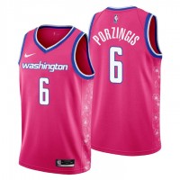 Nike Washington Wizards #6 Kristaps Porzingis Men's 2022-23 City Edition NBA Jersey - Cherry Blossom Pink