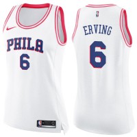 Nike Philadelphia 76ers #6 Julius Erving White/Pink Women's NBA Swingman Fashion Jersey