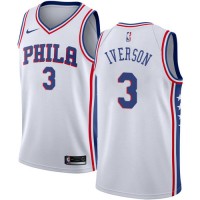 Nike Philadelphia 76ers #3 Allen Iverson White Women's NBA Swingman Association Edition Jersey