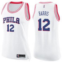 Nike Philadelphia 76ers #12 Tobias Harris White/Pink Women's NBA Swingman Fashion Jersey