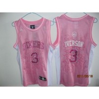 Philadelphia 76ers #3 Allen Iverson Pink Fashion Women's Stitched NBA Jersey