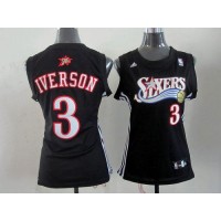 Philadelphia 76ers #3 Allen Iverson Black Alternate Women's Stitched NBA Jersey