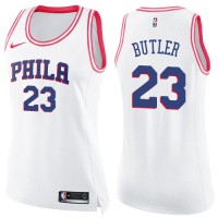Nike Philadelphia 76ers #23 Jimmy Butler White/Pink Women's NBA Swingman Fashion Jersey