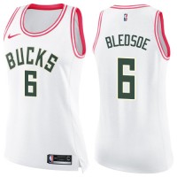 Nike Milwaukee Bucks #6 Eric Bledsoe White/Pink Women's NBA Swingman Fashion Jersey