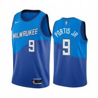 Nike Milwaukee Bucks #9 Bobby Portis Blue Women's NBA Swingman 2020-21 City Edition Jersey