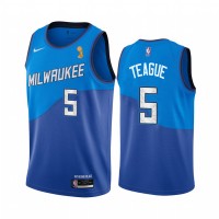 Nike Milwaukee Bucks #5 Jeff Teague Women's 2021 NBA Finals Champions City Edition Jersey Blue
