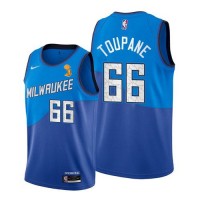Nike Milwaukee Bucks #66 Axel Toupane Women's 2021 NBA Finals Champions City Edition Jersey Blue