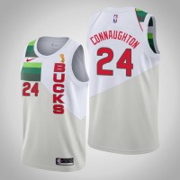 Nike Milwaukee Bucks #24 Pat Connaughton Women's 2021 NBA Finals Champions Swingman Earned Edition Jersey White
