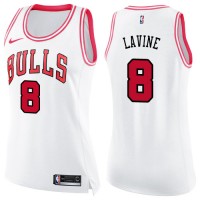 Nike Chicago Bulls #8 Zach LaVine White/Pink Women's NBA Swingman Fashion Jersey