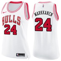 Nike Chicago Bulls #24 Lauri Markkanen White/Pink Women's NBA Swingman Fashion Jersey