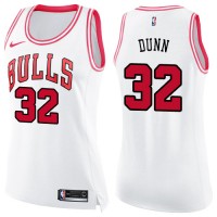 Nike Chicago Bulls #32 Kris Dunn White/Pink Women's NBA Swingman Fashion Jersey