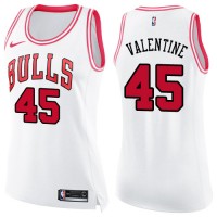 Nike Chicago Bulls #45 Denzel Valentine White/Pink Women's NBA Swingman Fashion Jersey