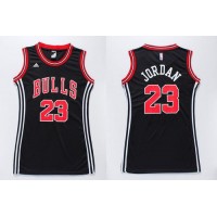 Chicago Bulls #23 Michael Jordan Black Dress Women's Stitched NBA Jersey