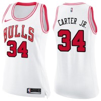 Nike Chicago Bulls #34 Wendell Carter Jr. White/Pink Women's NBA Swingman Fashion Jersey