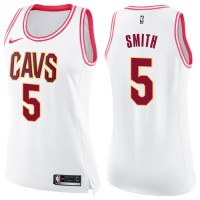 Nike Cleveland Cavaliers #5 J.R. Smith White/Pink Women's NBA Swingman Fashion Jersey