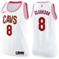 Nike Cleveland Cavaliers #8 Jordan Clarkson White/Pink Women's NBA Swingman Fashion Jersey