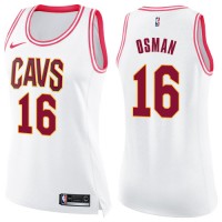 Nike Cleveland Cavaliers #16 Cedi Osman White/Pink Women's NBA Swingman Fashion Jersey