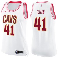 Nike Cleveland Cavaliers #41 Ante Zizic White/Pink Women's NBA Swingman Fashion Jersey