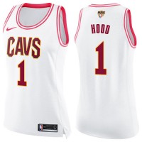 Nike Cleveland Cavaliers #1 Rodney Hood White/Pink The Finals Patch Women's NBA Swingman Fashion Jersey