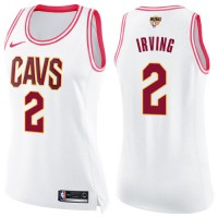 Nike Cleveland Cavaliers #2 Kyrie Irving White/Pink The Finals Patch Women's NBA Swingman Fashion Jersey