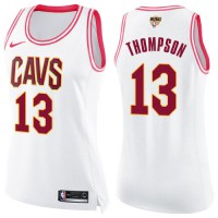 Nike Cleveland Cavaliers #13 Tristan Thompson White/Pink The Finals Patch Women's NBA Swingman Fashion Jersey