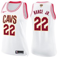 Nike Cleveland Cavaliers #22 Larry Nance Jr. White/Pink The Finals Patch Women's NBA Swingman Fashion Jersey