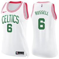 Nike Boston Celtics #6 Bill Russell White/Pink Women's NBA Swingman Fashion Jersey