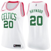 Nike Boston Celtics #20 Gordon Hayward White/Pink Women's NBA Swingman Fashion Jersey