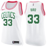 Nike Boston Celtics #33 Larry Bird White/Pink Women's NBA Swingman Fashion Jersey