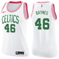 Nike Boston Celtics #46 Aron Baynes White/Pink Women's NBA Swingman Fashion Jersey