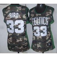 Boston Celtics #33 Larry Bird Camo Stealth Collection Women's Stitched NBA Jersey