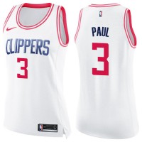 Nike Los Angeles Clippers #3 Chris Paul White/Pink Women's NBA Swingman Fashion Jersey