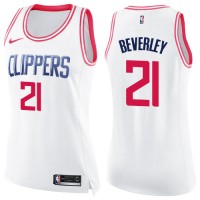 Nike Los Angeles Clippers #21 Patrick Beverley White/Pink Women's NBA Swingman Fashion Jersey