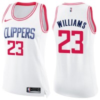 Nike Los Angeles Clippers #23 Louis Williams White/Pink Women's NBA Swingman Fashion Jersey