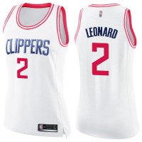 Nike Los Angeles Clippers #2 Kawhi Leonard White/Pink Women's NBA Swingman Fashion Jersey