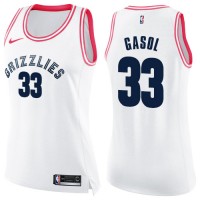 Nike Memphis Grizzlies #33 Marc Gasol White/Pink Women's NBA Swingman Fashion Jersey