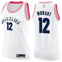 Nike Memphis Grizzlies #12 Ja Morant White/Pink Women's NBA Swingman Fashion Jersey