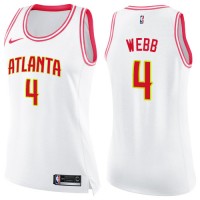 Nike Atlanta Hawks #4 Spud Webb White/Pink Women's NBA Swingman Fashion Jersey