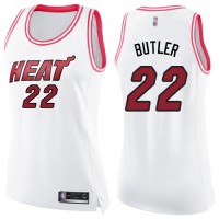 Nike Miami Heat #22 Jimmy Butler White/Pink Women's NBA Swingman Fashion Jersey