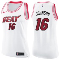 Nike Miami Heat #16 James Johnson White/Pink Women's NBA Swingman Fashion Jersey