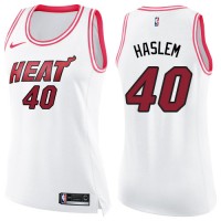 Nike Miami Heat #40 Udonis Haslem White/Pink Women's NBA Swingman Fashion Jersey