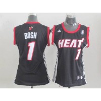 Miami Heat #1 Chris Bosh Black Road Women's Stitched NBA Jersey