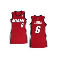Miami Heat #6 LeBron James Red Dress Women's Stitched NBA Jersey